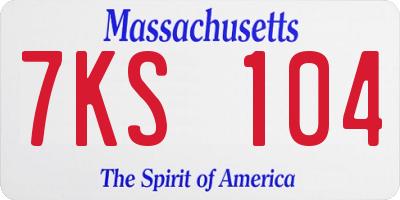 MA license plate 7KS104
