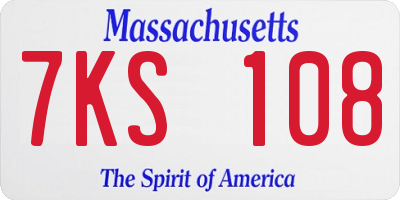 MA license plate 7KS108