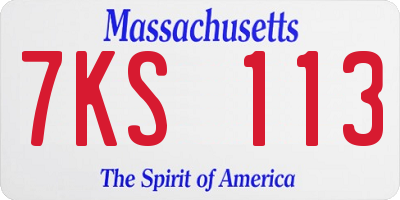 MA license plate 7KS113