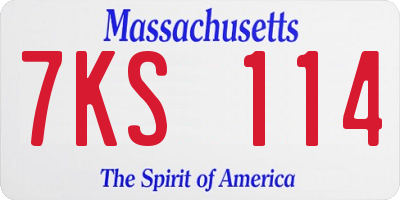 MA license plate 7KS114