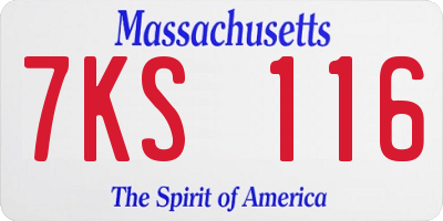 MA license plate 7KS116