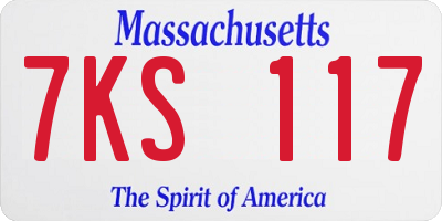 MA license plate 7KS117