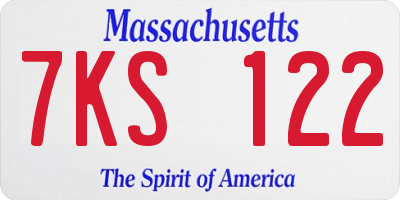 MA license plate 7KS122
