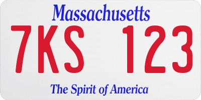 MA license plate 7KS123