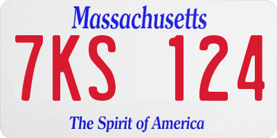 MA license plate 7KS124