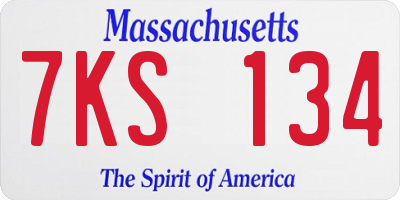 MA license plate 7KS134
