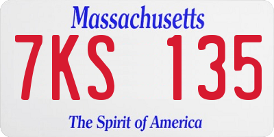 MA license plate 7KS135