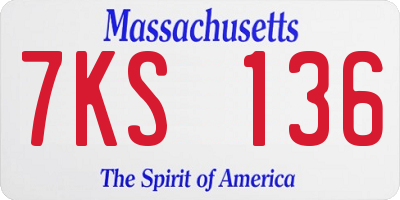 MA license plate 7KS136