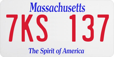 MA license plate 7KS137