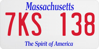 MA license plate 7KS138
