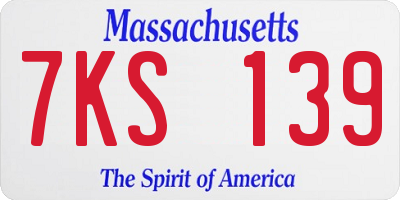 MA license plate 7KS139