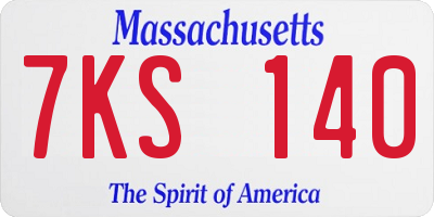 MA license plate 7KS140
