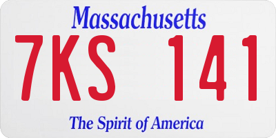 MA license plate 7KS141