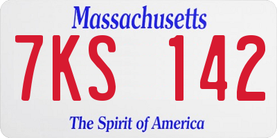 MA license plate 7KS142