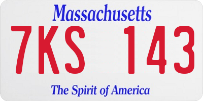 MA license plate 7KS143