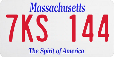 MA license plate 7KS144