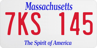 MA license plate 7KS145