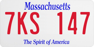 MA license plate 7KS147