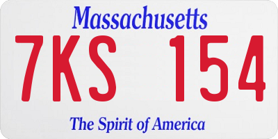 MA license plate 7KS154