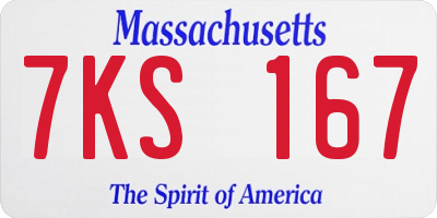 MA license plate 7KS167