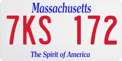 MA license plate 7KS172