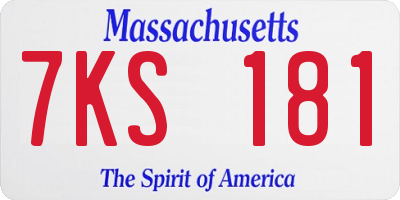 MA license plate 7KS181