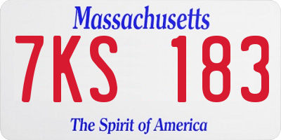MA license plate 7KS183