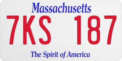 MA license plate 7KS187
