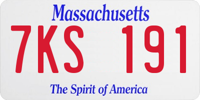 MA license plate 7KS191