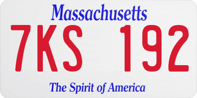 MA license plate 7KS192