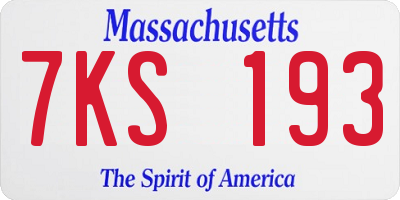 MA license plate 7KS193