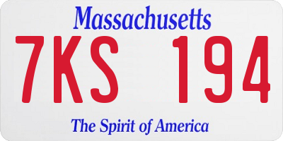 MA license plate 7KS194