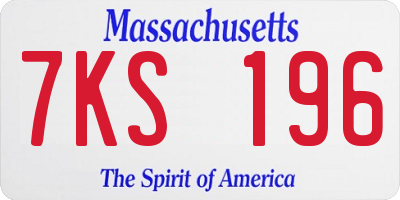 MA license plate 7KS196