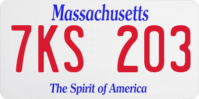 MA license plate 7KS203