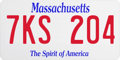 MA license plate 7KS204