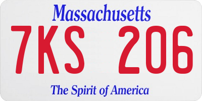 MA license plate 7KS206