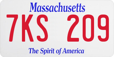 MA license plate 7KS209