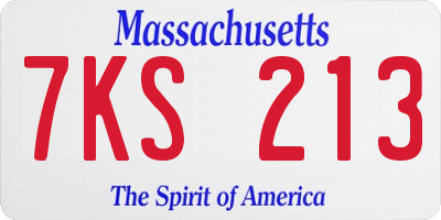 MA license plate 7KS213