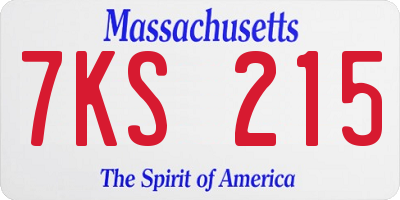 MA license plate 7KS215