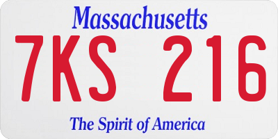 MA license plate 7KS216
