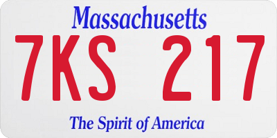 MA license plate 7KS217