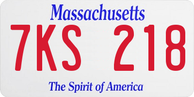 MA license plate 7KS218