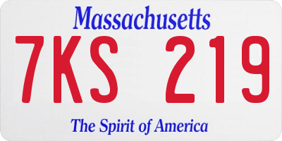 MA license plate 7KS219