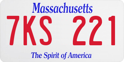 MA license plate 7KS221