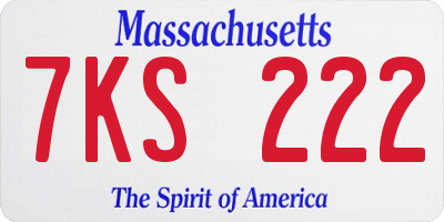 MA license plate 7KS222