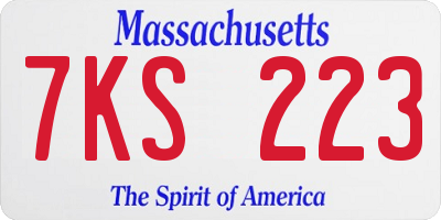 MA license plate 7KS223