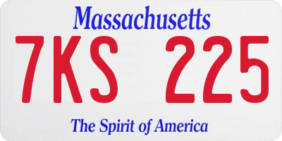 MA license plate 7KS225