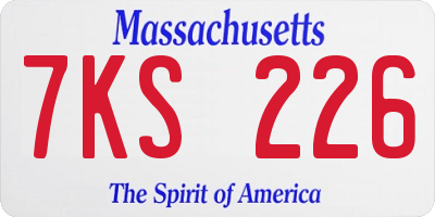 MA license plate 7KS226