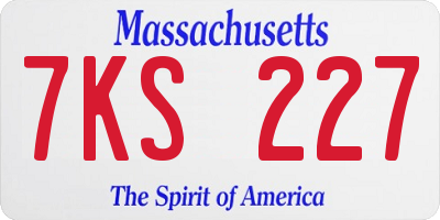 MA license plate 7KS227
