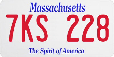 MA license plate 7KS228